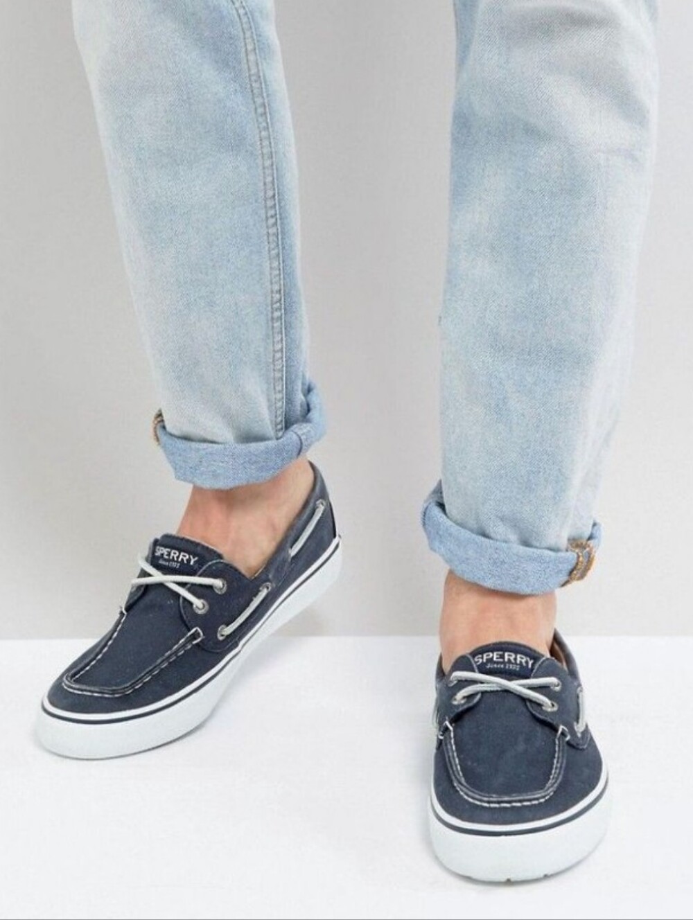 New Sperry Top Sider Mens Bahama II Denim Canvas Casual Slipon Comfort Shoes 9